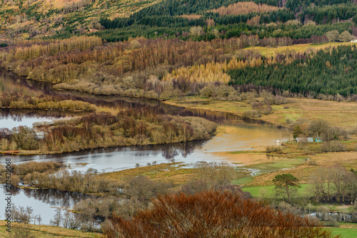 View of the river Dochart and river Lochy where they flow into Loch Tay.