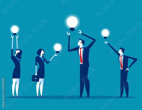Business team with ideas working. Concept business vector illustration Teamwork  Office worker.