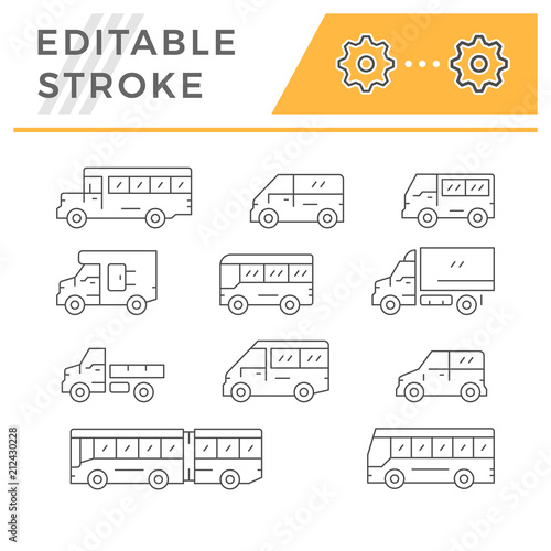 Set line icons of bus and van © motorama