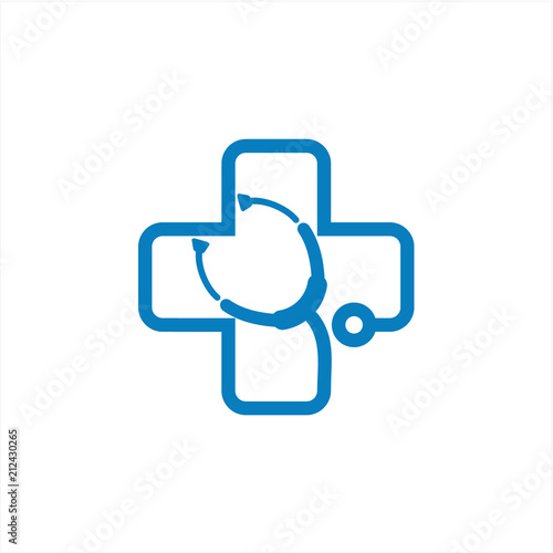 Medical care with Cross icon, Healthcare Stethoscope Cross Logo icon