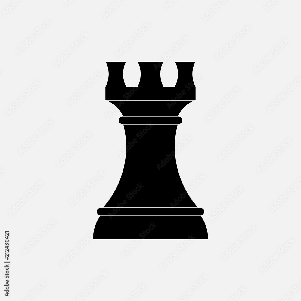 Icon strategy, chess figure, black round, vector