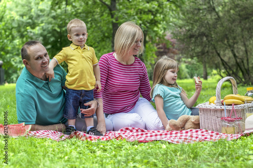 Happy family on a picnic in the park © nellas