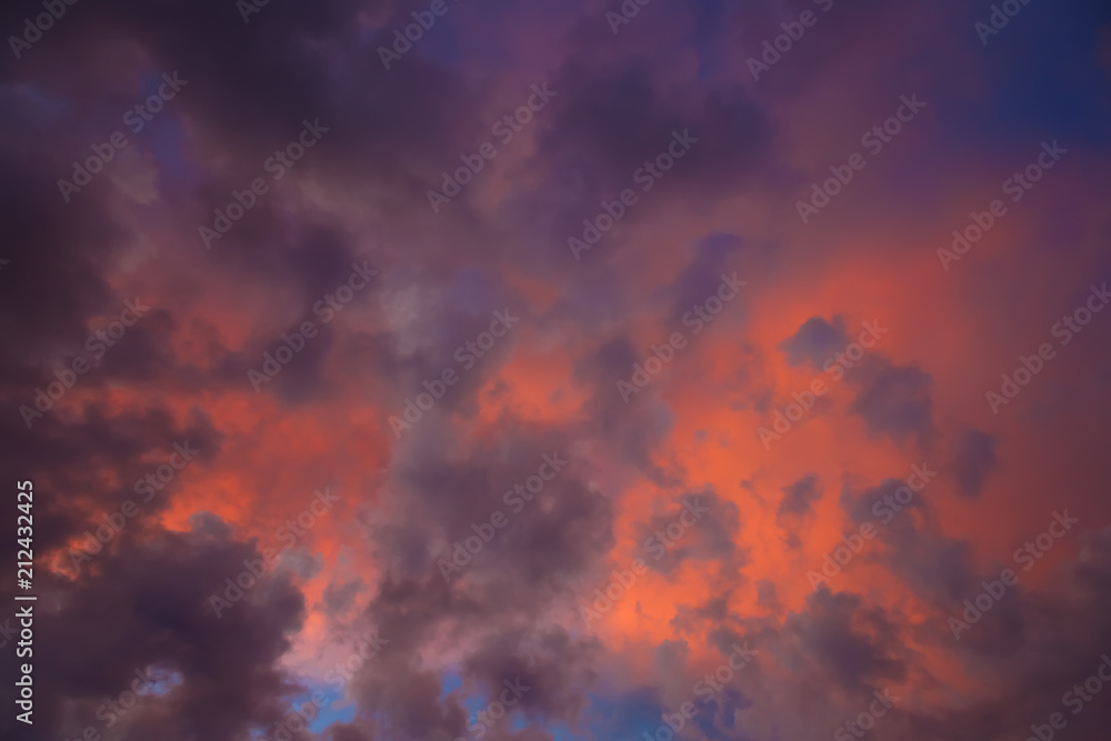 Great sunset sky with clouds all possible shades of pink and purple, great nature background. Great sunset sky with clouds all possible shades of pink and purple, great nature background.