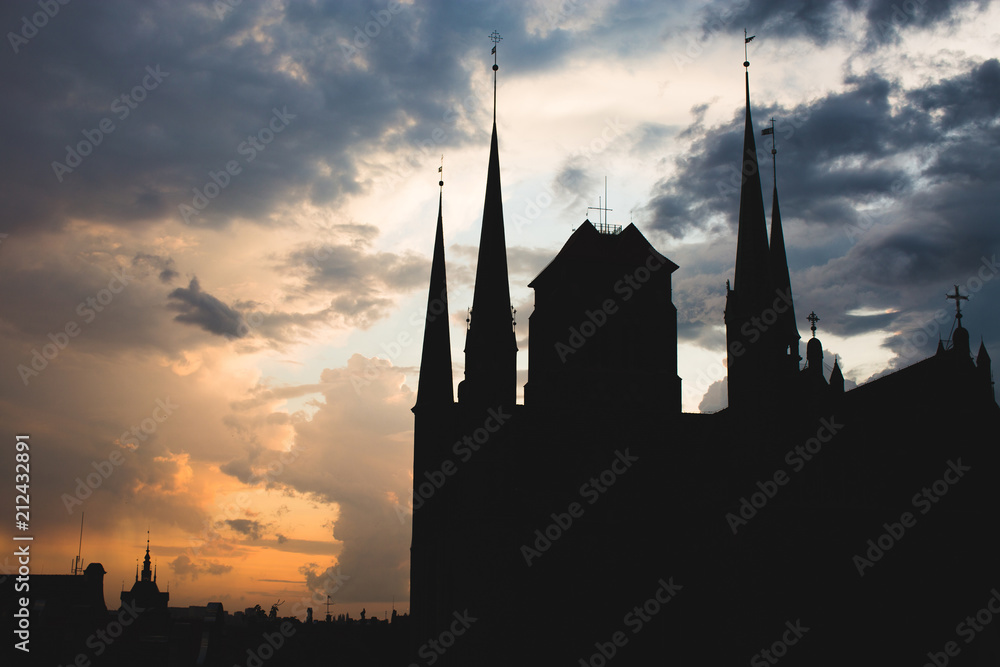 Center of Gdansk at sunset