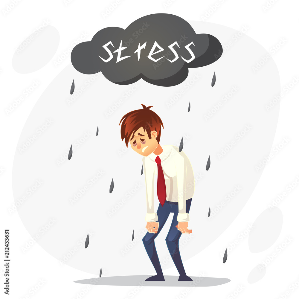 Depressed sad office worker character. Stress at work. Overworked. Vector  flat cartoon illustration Stock Vector | Adobe Stock