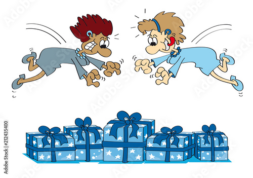 Frauen lieben Geschenke und Shoppen, cartoon-IT