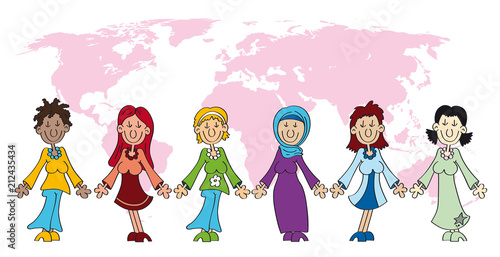 Frauentag Gruppe, Weltfrauentag - cartoon-IT