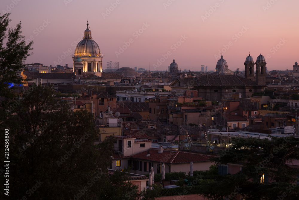 Cityscape of Rome at sunset
