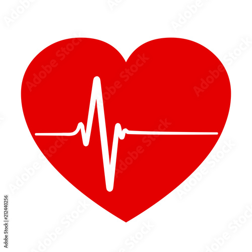 Heart pulse, cardiogram, one line - stock vector