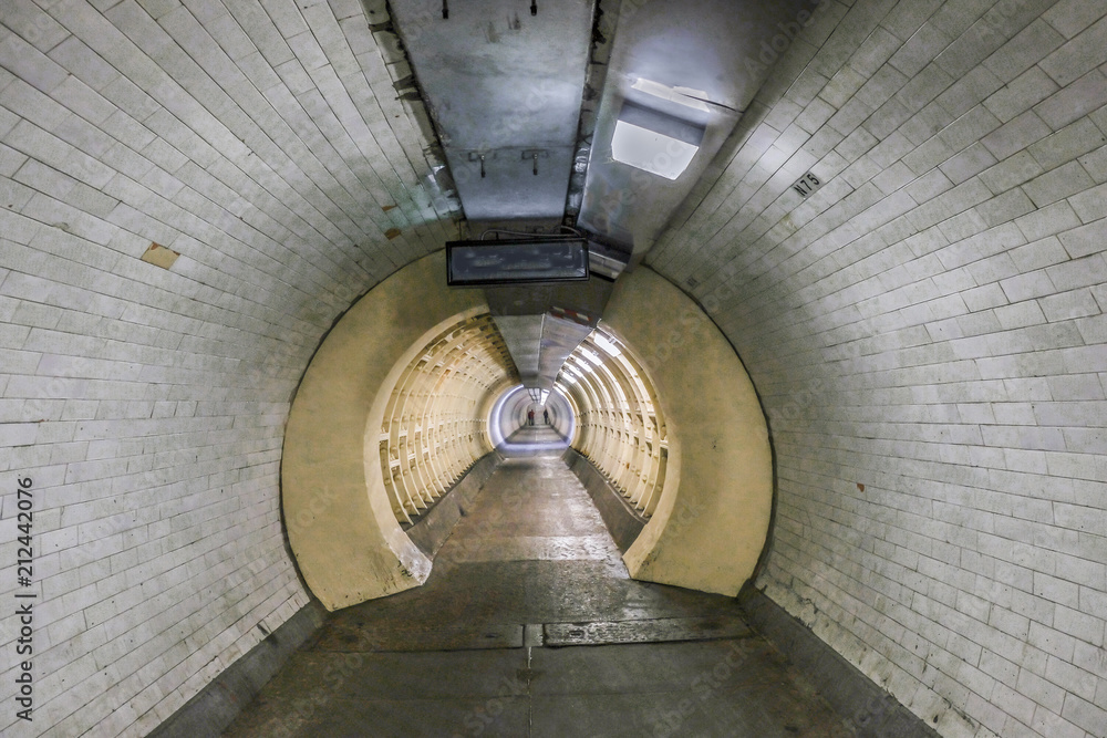 Fototapeta premium Foot tunnel at Greenwich, London, crossing under the River Thames.