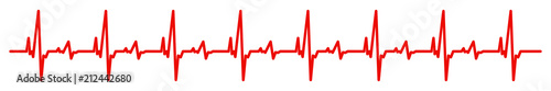 Heart pulse, one line, red cardiogram - stock vector