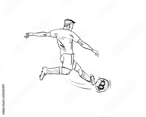 Football player. Hand drawn sketch. Vector illustration.