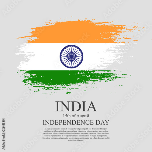 Indian flag tri-color based grunge design with floral frame decorative background. 