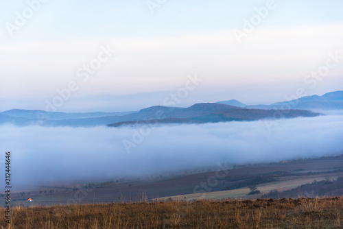 Morning fog on the hill