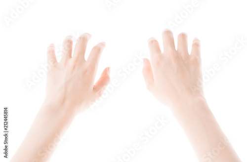 woman's hand isolated on white background.