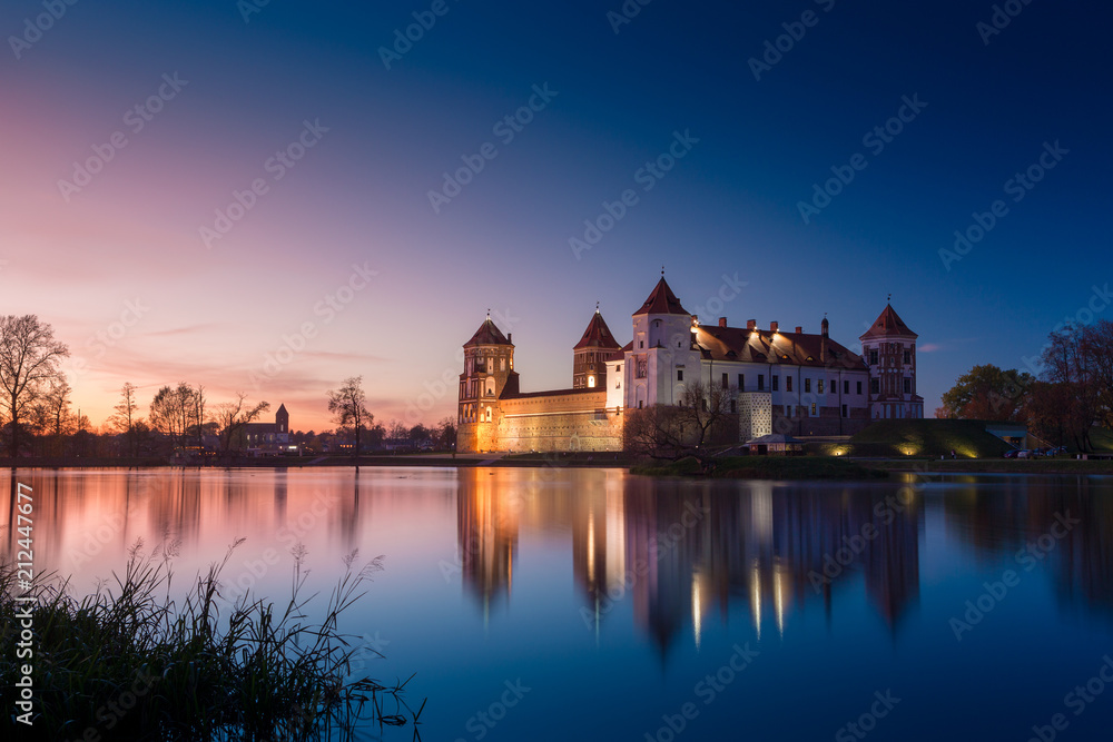 Grand view to Castle of Mir, Minsk Region, Belarus.