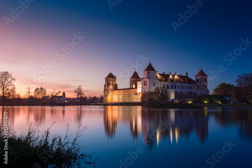 Obraz na płótnie Grand view to Castle of Mir, Minsk Region, Belarus. w salonie