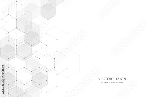 Vector medical background from hexagons. Geometric elements of design for modern communications, medicine, science and digital technology. Hexagon pattern background.