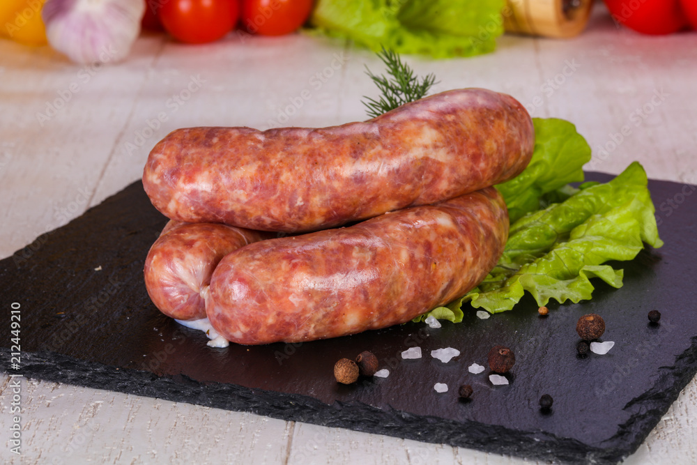 Raw pork sausages