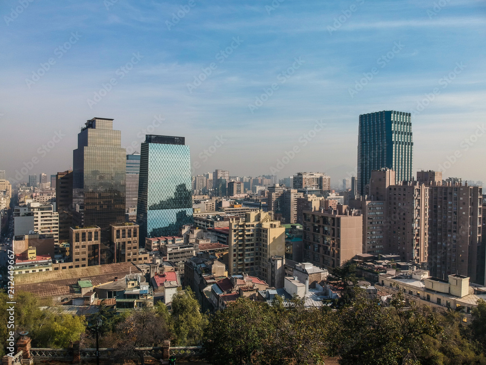 Santiago de Chile, aerial view from Cerro Santa Lucia. (Santa Lucia Hill)