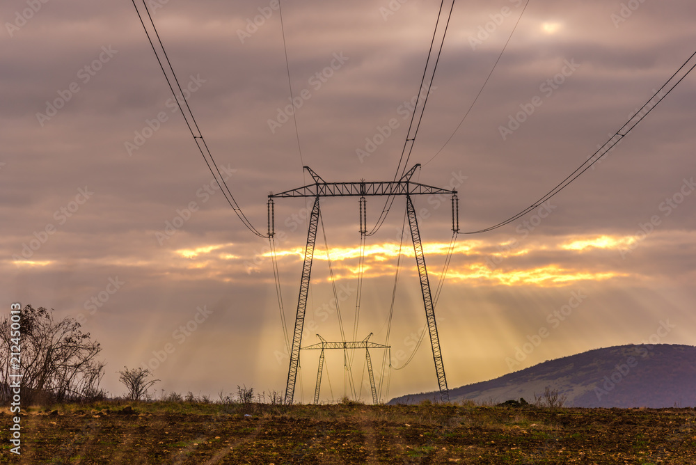 sunrays and electric pylon sunrays and electric pylon