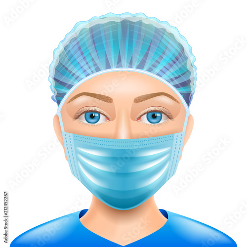 Woman doctor face mask isolated vector