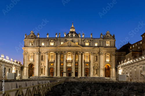 Vatican Saint Peter's basilica at blue hour