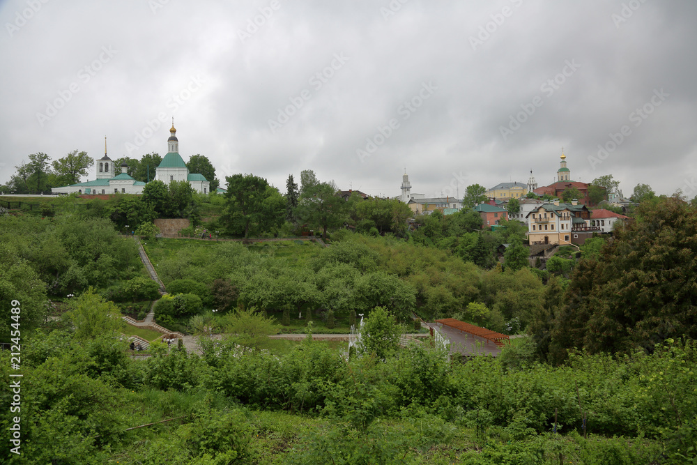VLADIMIR, RUSSIA - MAY 19, 2018: Patriarchal Garden in the historical center of the city. Known as a place of cultural rest from the XVI century

