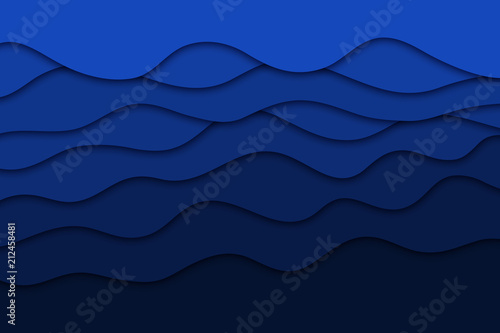 Vector realistic isolated blue paper cut layer background for decoration and covering. Concept of geometric abstract design.