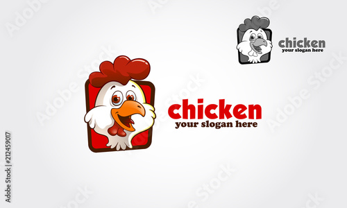 Chicken Logo Cartoon Character. Funny chicken logo. Vector illustration.