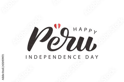 Vector isolated handwritten lettering for 28th July Independence Day in Peru for decoration and covering on the white background.