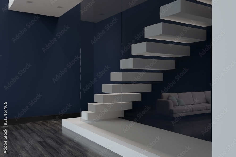Fototapeta premium Modern apartment with stairs