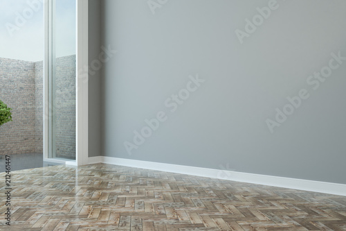 brick wall outside from modern room