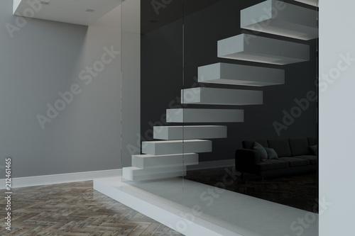 side view on stairs in apartment