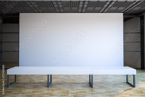 blank white wall in gallery hall