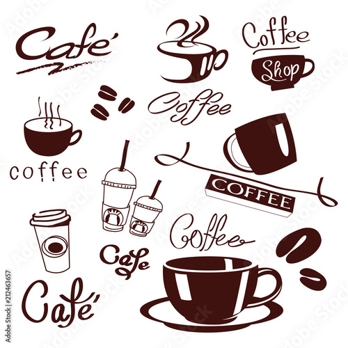 Logo design for coffee cafe shops on vector illustration.