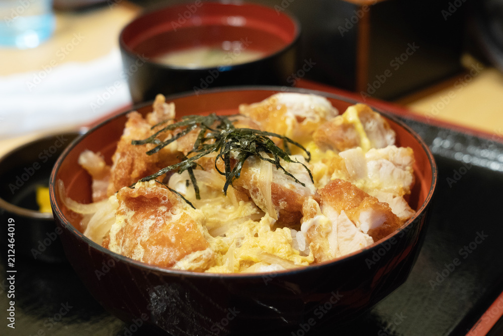 OYAKO-DON or Fried chicken with omlet slice at New Naruto, Otaru Hokkaido