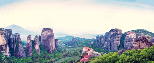 Obraz na płótnie magnificent magical landscape in the famous valley of the Meteora rocks in Greece. Great amazing world. Attractions. w salonie
