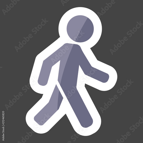 Vector icon of a walking pedestrian. Illustration of a walking man oncolored sticker. Layers grouped for easy editing illustration. For your design.