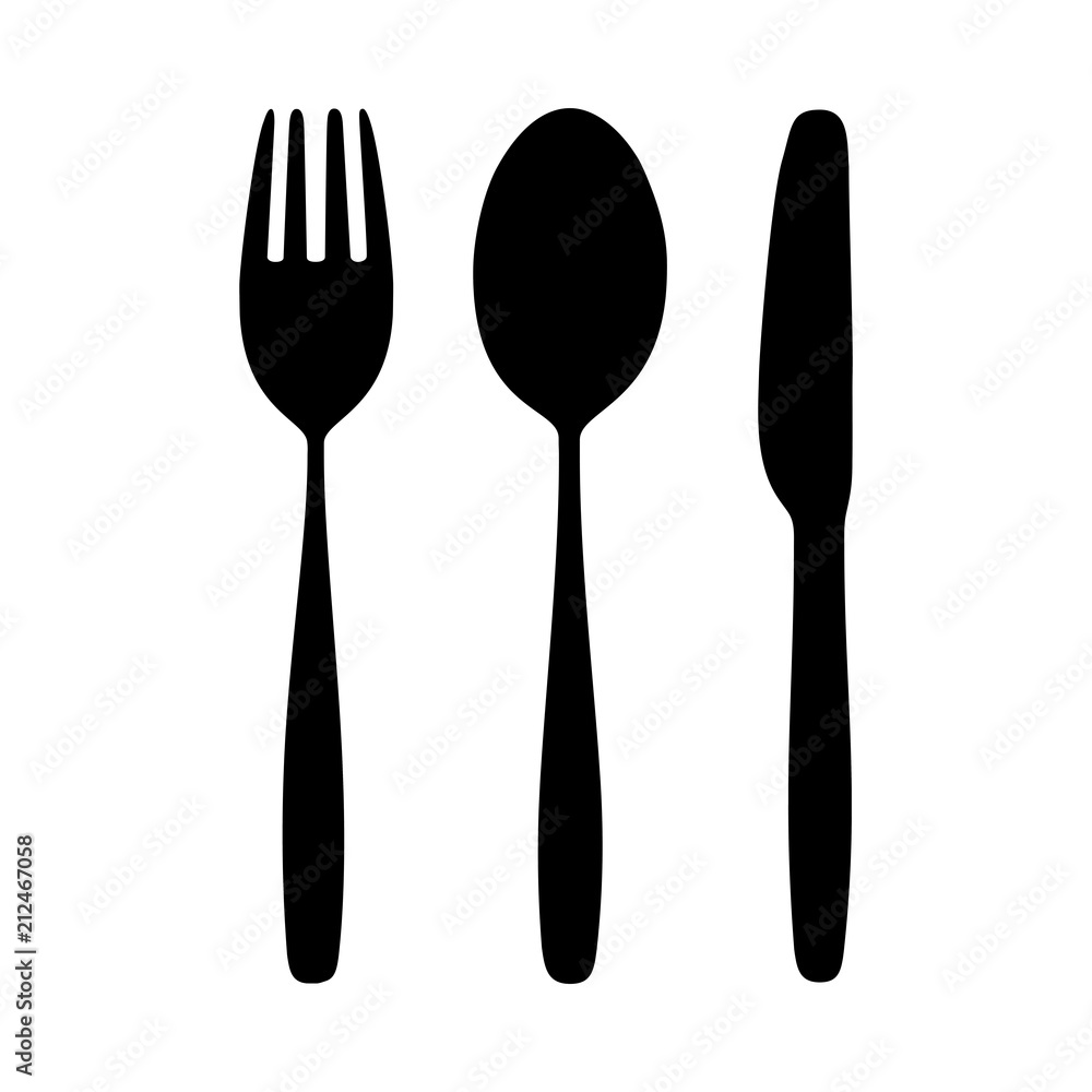 Icon Spoon, Fork And Knife on Dining Table for food silhouette isolated Background.. Icon Spoon, Fork And Knife on Dining Table for food silhouette isolated Background..