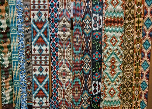 Beaded hat bands in traditional Southwest patterns