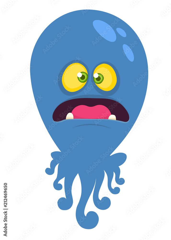 Funny cartoon octopus monster. Vector Halloween purple octopus  illustration. Design for children book, sticker, print or party decoration  Stock Vector | Adobe Stock