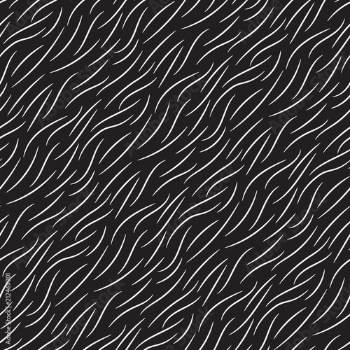 Fur texture wild animal skin black white seamless pattern
