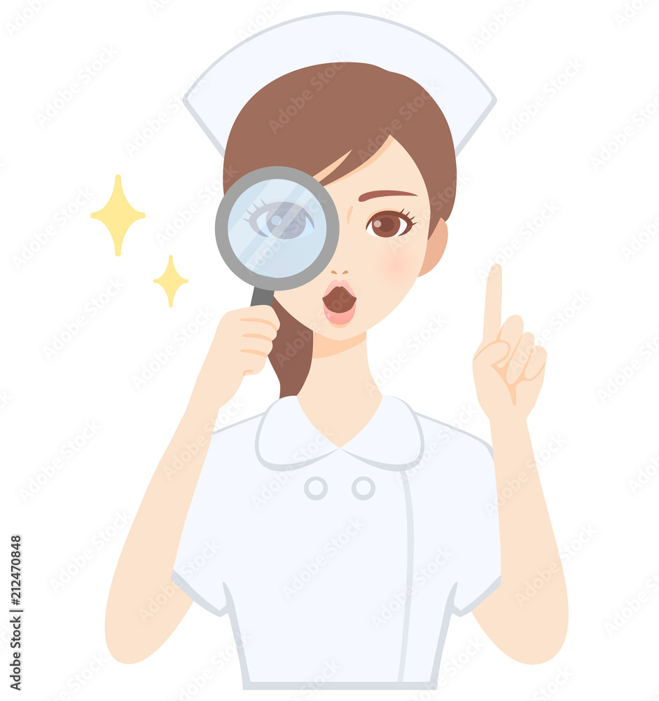 Vecteur Stock 虫眼鏡をのぞく若い看護師 白衣 かわいい フラット イラスト Adobe Stock Vecteur Stock 虫眼鏡をのぞく若い看護師 白衣 かわいい フラット イラスト Adobe Stock