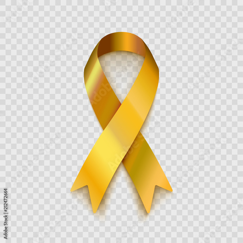 Stock vector illustration gold ribbon isolated on a transparent checkered background EPS10