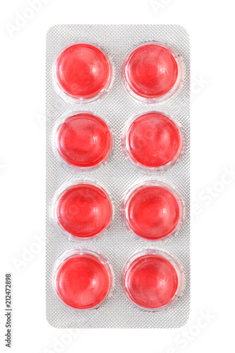 cough sore throat pastille isolated on white