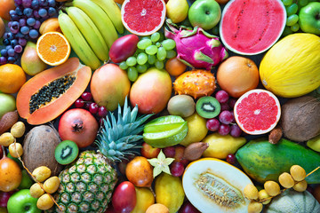 Crédence de cuisine Fruits Fruits tropicaux mûrs vue de dessus  © Alexander Raths