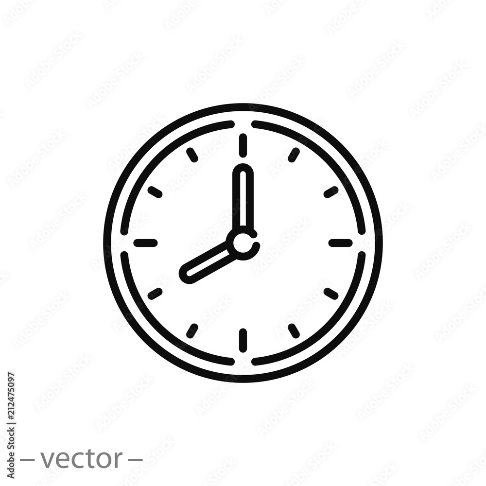 clock icon, time linear sign isolated on white background - editable vector illustration eps10 clock icon, time linear sign isolated on white background - editable vector illustration eps10