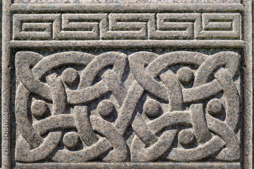 Old stone carved Celtic design symbol, Celtic knot