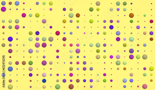 Abstract 3d background with colorful spheres on yellow